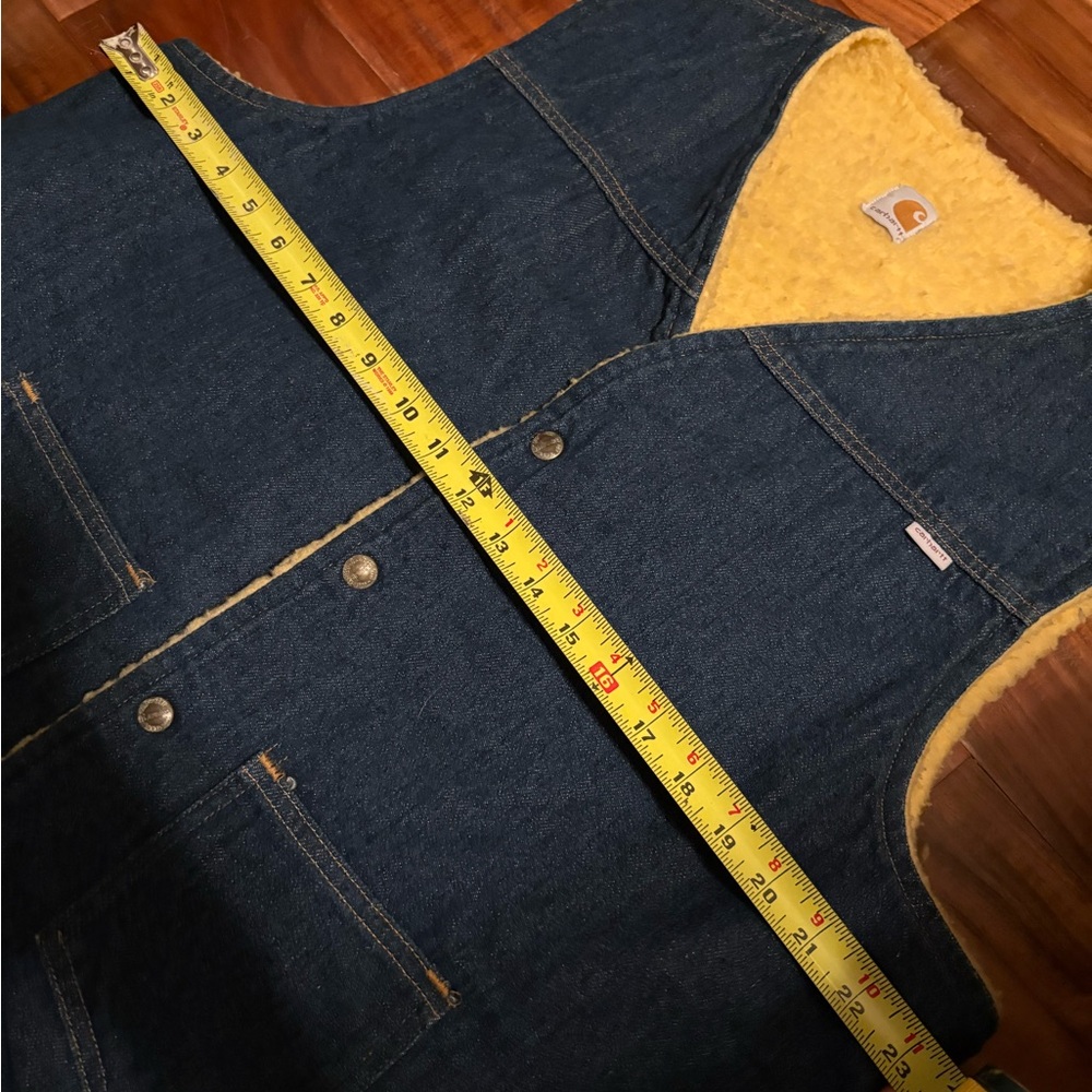 Vintage Carhartt Denim Sherpa Lined Vest USA Made Workwear Western XL Tall - Picture 8 of 10